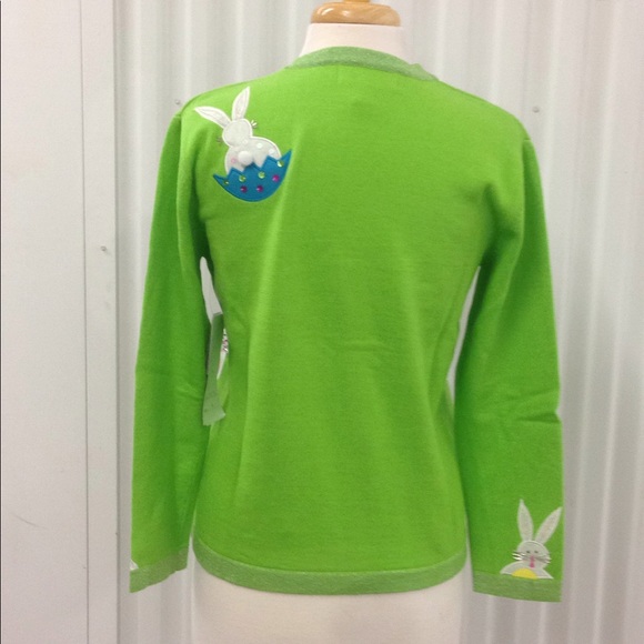 Sweater A V Neck Cardigan with Easter Bunnies - Picture 2 of 5